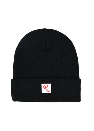 Restyle Front Patch Beanie Hat - Black