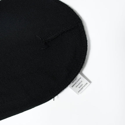 Restyle Front Patch Beanie Hat - Black