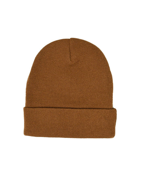 Restyle Front Patch Beanie Hat - Brown